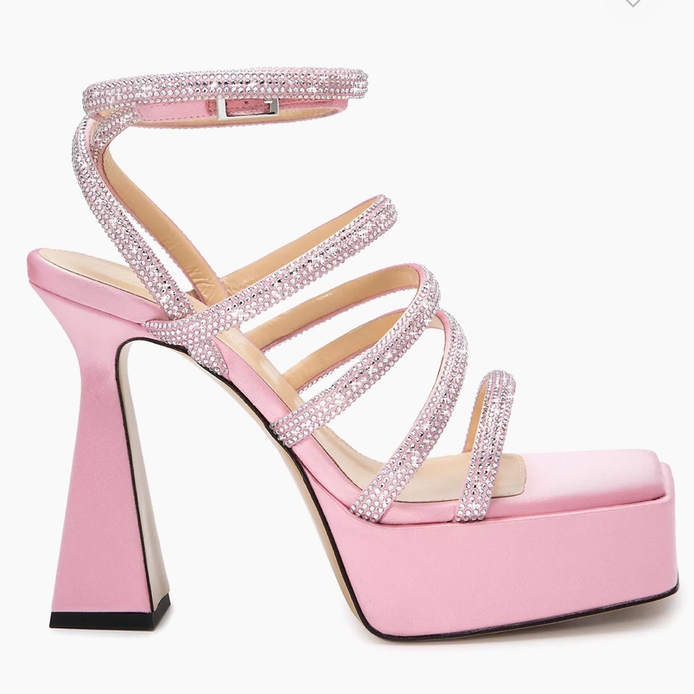 Mach and Mach crystal pink block chunky heel strappy shoe size 39.5